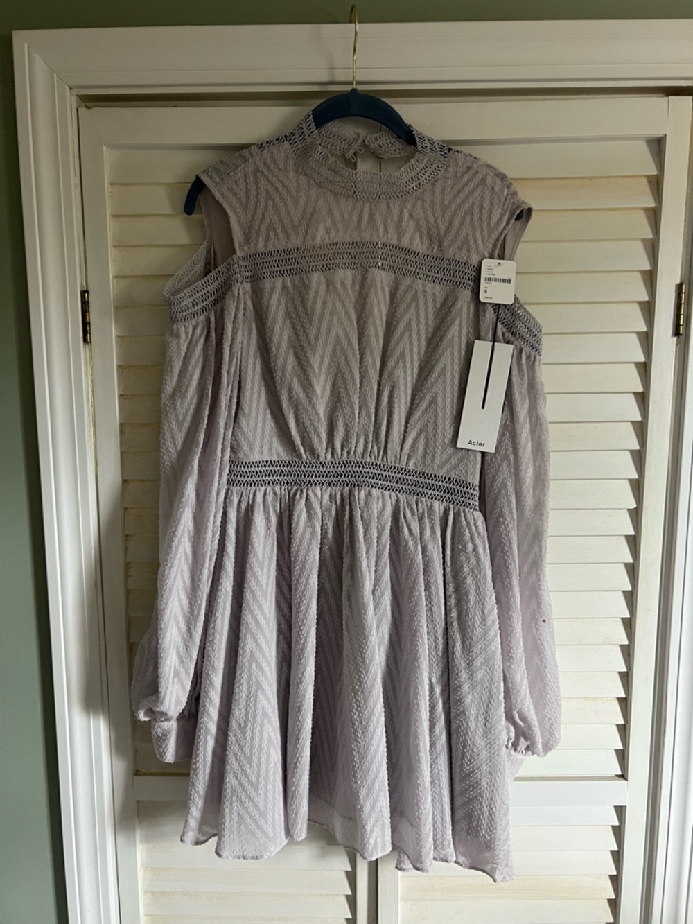 Acler Lavender Cold-Shoulder Lace-Trim Mini Dress